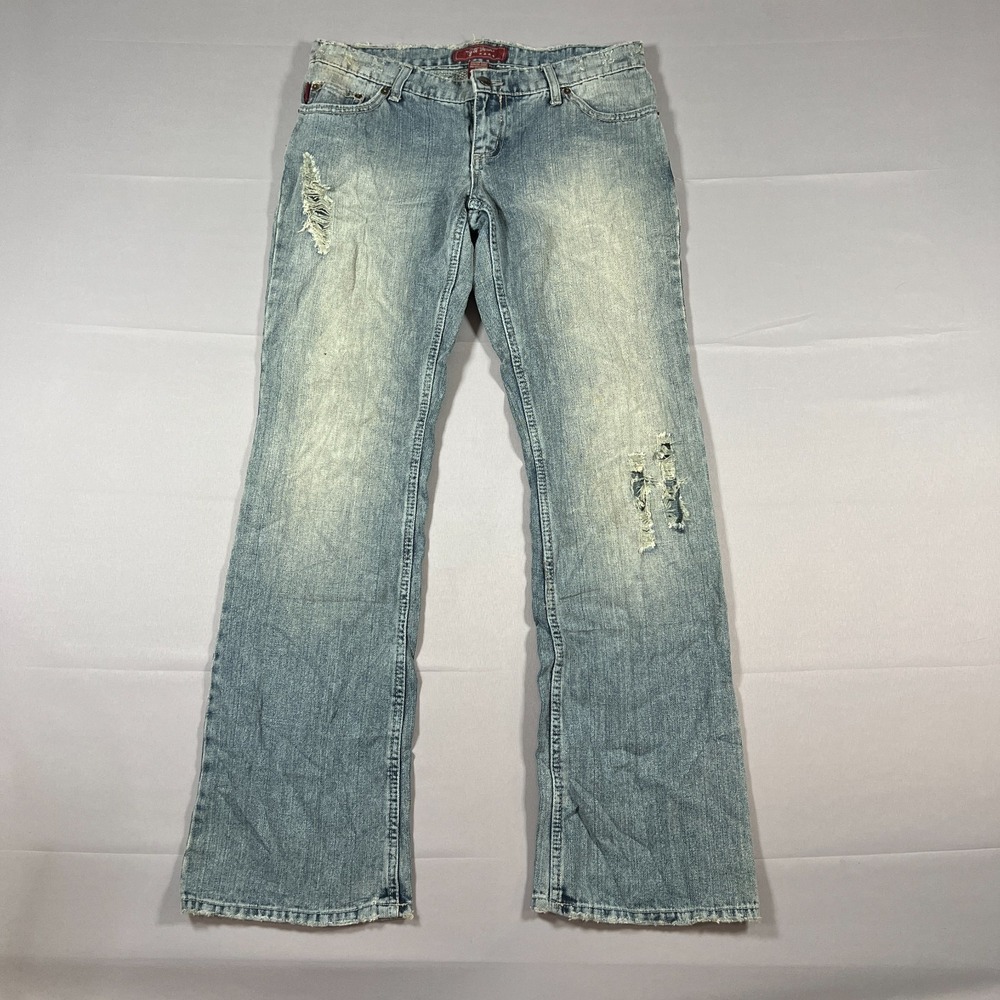 Vintage Tyte Bootcut Jeans Womens 7 Blue Denim Cotton Medium Wash Distressed Y2k